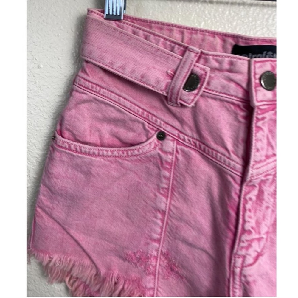 Retrofête Tessa Vintage Pink Distressed Raw Hem Festival Jean Short 26 High Rise - Picture 13 of 16